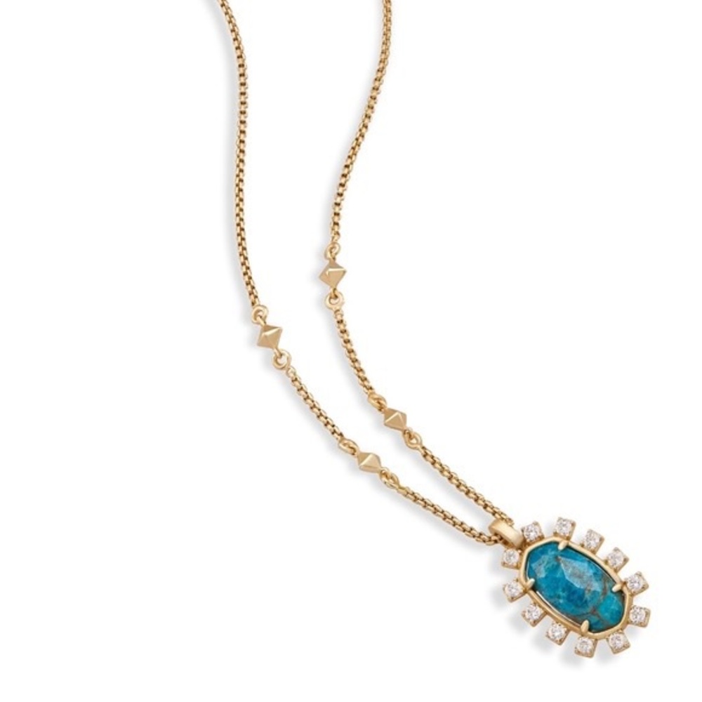 Kendra Scott Brett Pendant Necklace in Gold and Blue Apatite - Picture 2 of 4